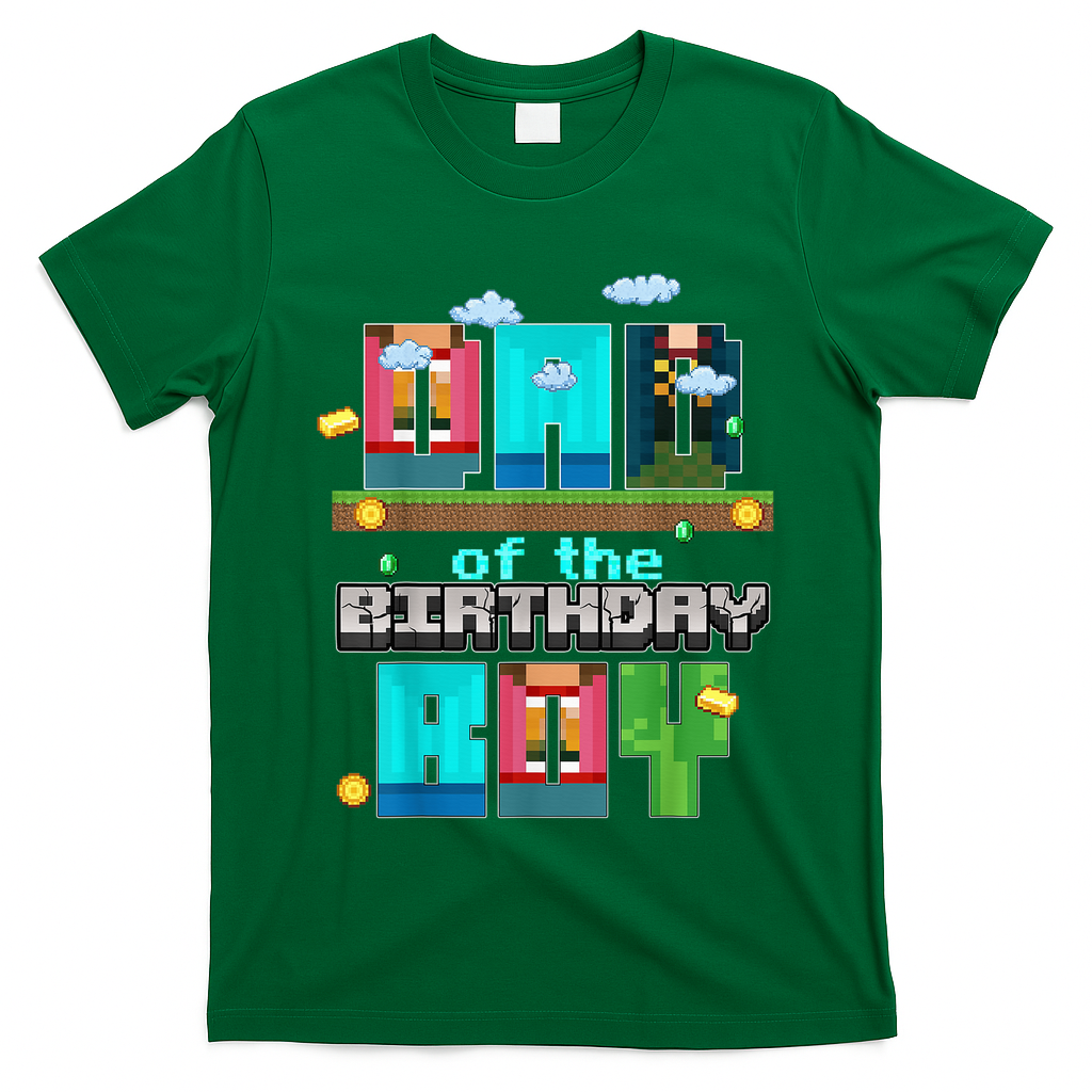 Dad Of The Birthday Boy Video Game Pixel T-Shirt
