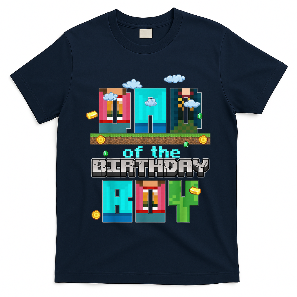 Dad Of The Birthday Boy Video Game Pixel T-Shirt