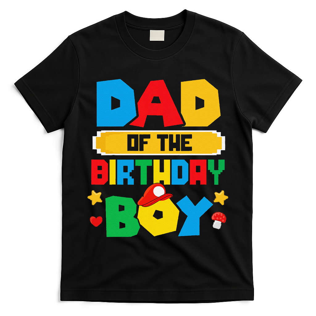 Dad Of The Birthday Boy Game Gaming Dad And Mom Family T-Shirt