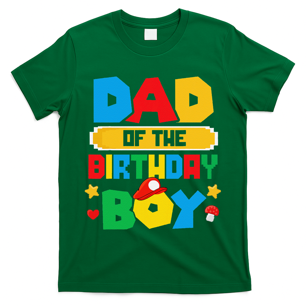 Dad Of The Birthday Boy Game Gaming Dad And Mom Family T-Shirt
