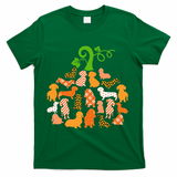 Dachshund Pumpkin Shape Plaid Leopard Dog Autumn Halloween T-Shirt - Green