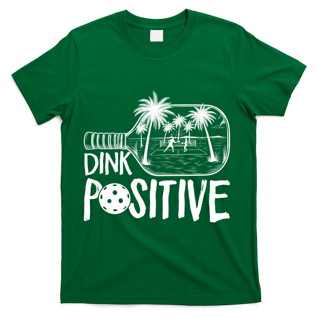 Dink Positive Tropical Pickleball T-Shirt - Green