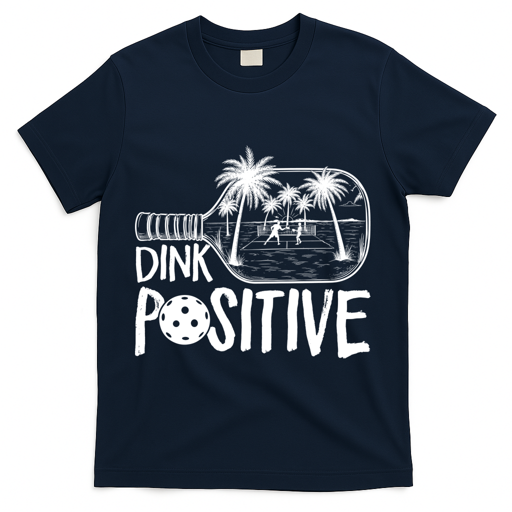 Dink Positive Tropical Pickleball T-Shirt - Navy