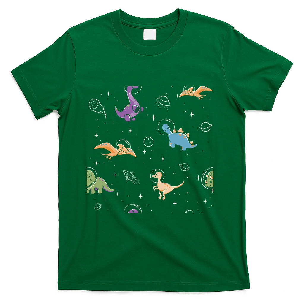 Dinostellar Space Dinosaurs Pattern by Tobe Fonseca - Green