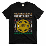 Deputy Sheriff Gift Ugly Christmas T-Shirt - Black