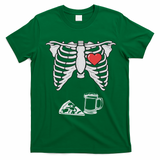 Dad Skeleton Halloween Beer Pizza Funny Pregnancy Couple T-Shirt - Irish Green