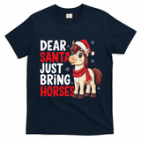 Dear Santa Just Bring Horses Horseback Rider Rodeo Christmas T-Shirt - Navy Blue