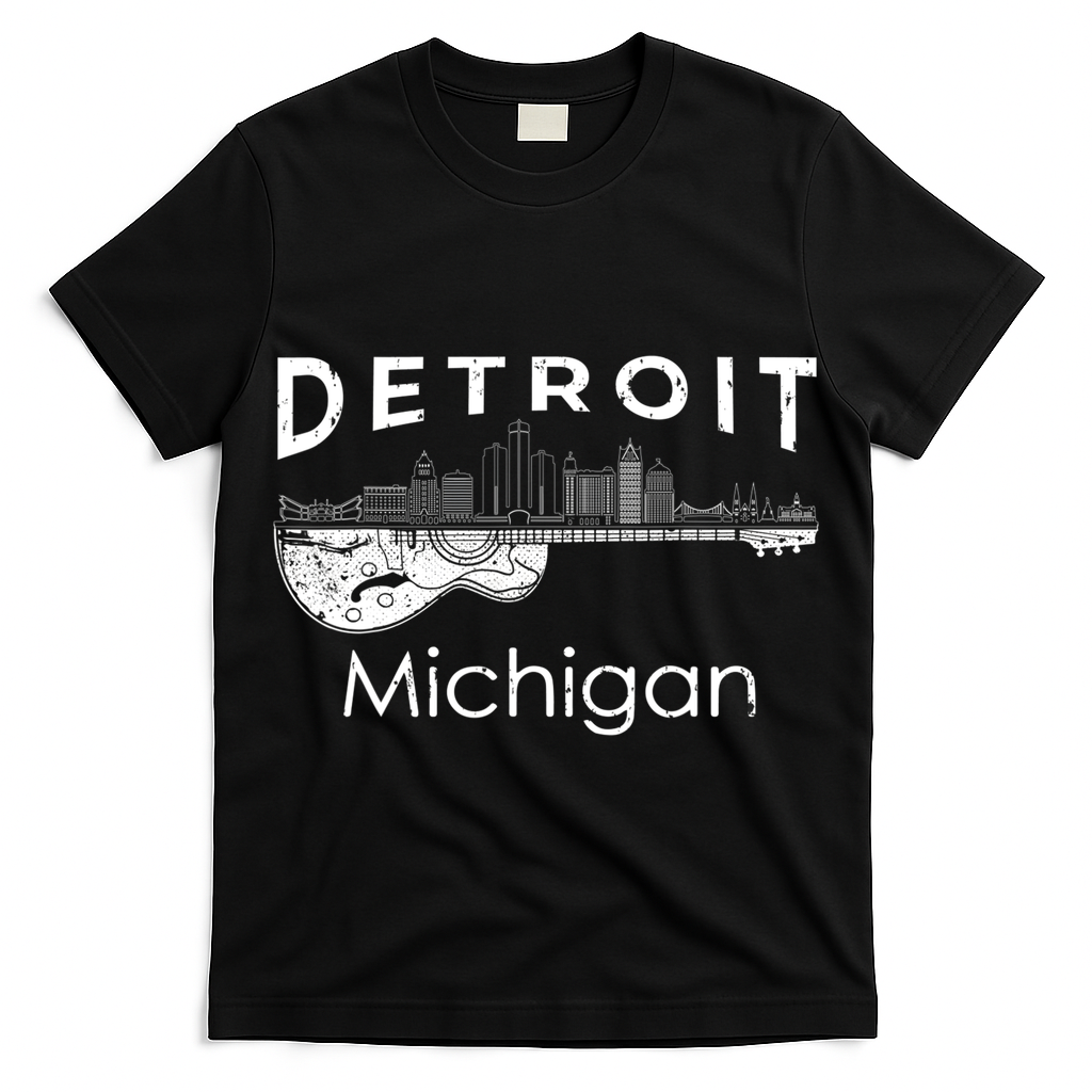 Detroit Souvenir Men Michigan Music Electric Guitar T-Shirt