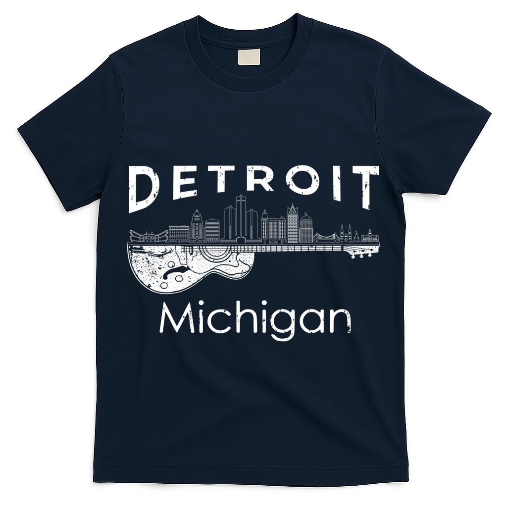 Detroit Souvenir Men Michigan Music Electric Guitar T-Shirt