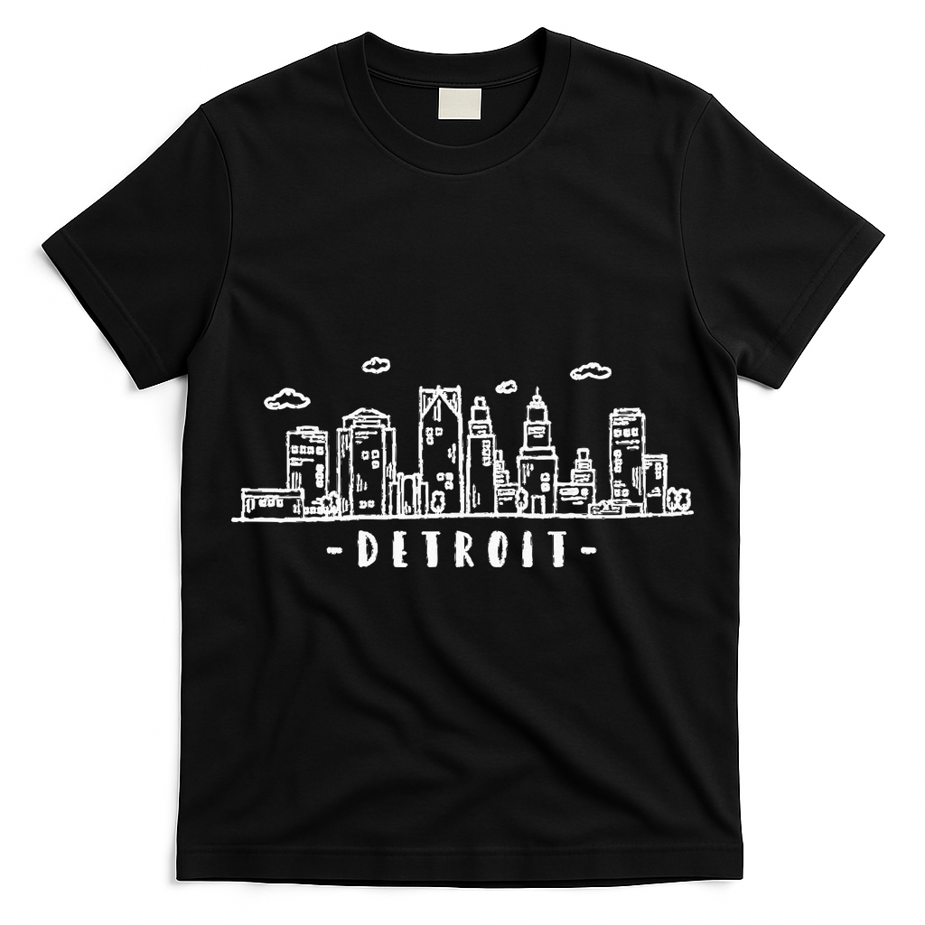 Detroit Skyline Michigan Vintage T-Shirt