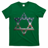 Distressed Star of David Jews Jewish Gifts USA American Flag  T-Shirt