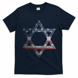 Distressed Star of David Jews Jewish Gifts USA American Flag  T-Shirt