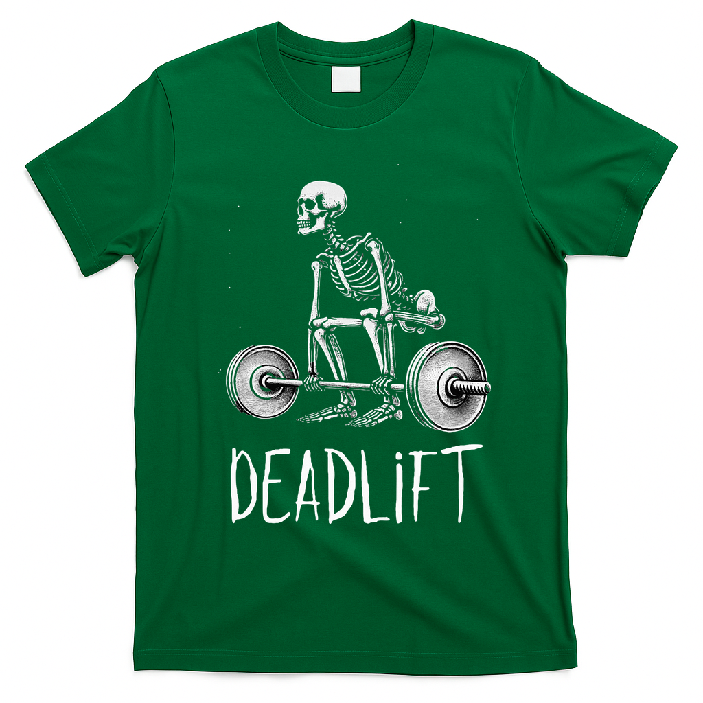 Deadlift Skeleton Workout Halloween Weight Lifting Fitness T-Shirt - Irish Green