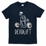 Deadlift Skeleton Workout Halloween Weight Lifting Fitness T-Shirt - Navy Blue