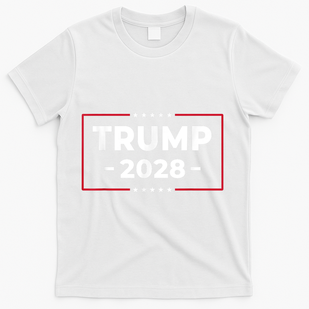 Donald Trump 2028 President American Flag Pro Trump Vintage T-Shirt - White