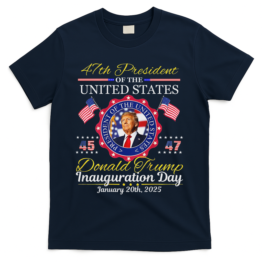 Donald Trump 47th President Inauguration 2025 T-Shirt - Navy