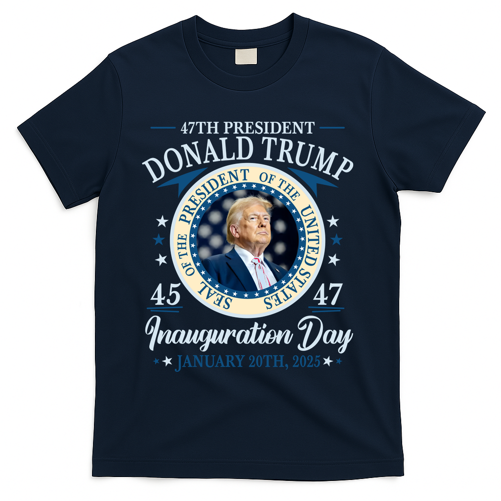 Donald Trump 47th President Inauguration 2025 Supporters Patriotic T-Shirt - Navy