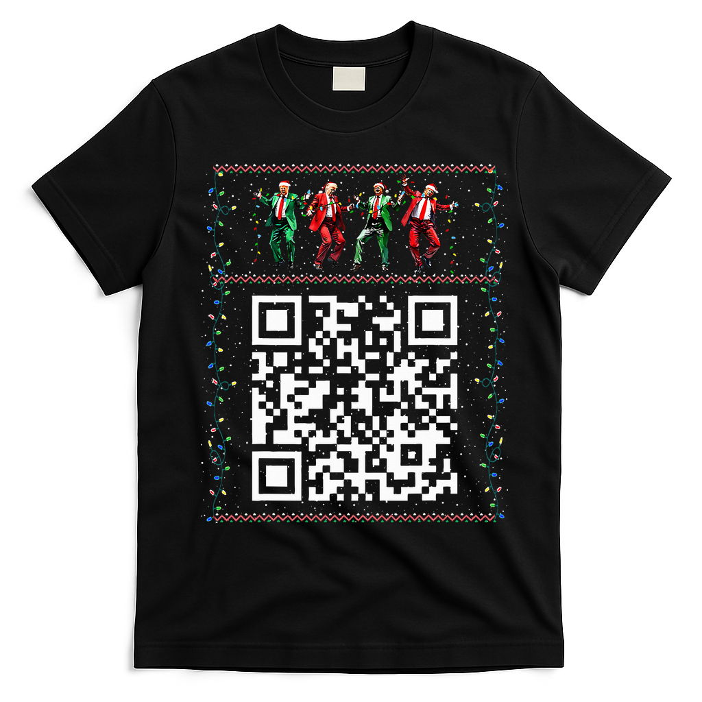 Dancing Trump Christmas Qr President 2024 Dance Code T-Shirt - Black