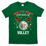 Deck The Halls With Balls Of Volley Christmas Volleyball T-Shirt - Irish Green