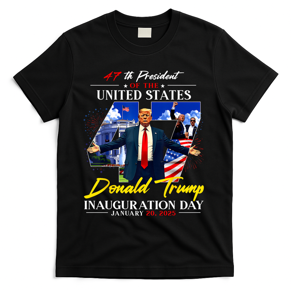 Donald Trump Inauguration Day 2025 47th President T-Shirt - Black