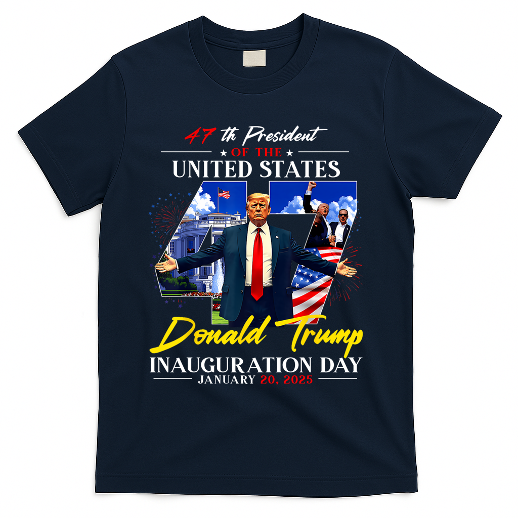 Donald Trump Inauguration Day 2025 47th President T-Shirt - Navy