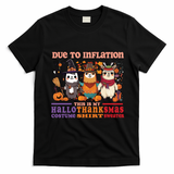 Due To Inflation Halloween Thanksgiving Ugly Christmas Llama Gift T-Shirt - Black