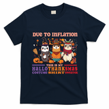Due To Inflation Halloween Thanksgiving Ugly Christmas Llama Gift T-Shirt - Navy Blue