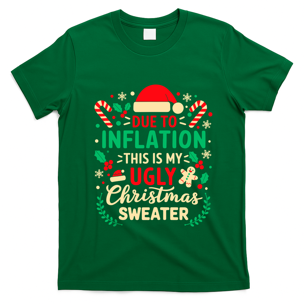Due To Inflation This Is My Ugly Sweater Xmas T-Shirt - Irish Green