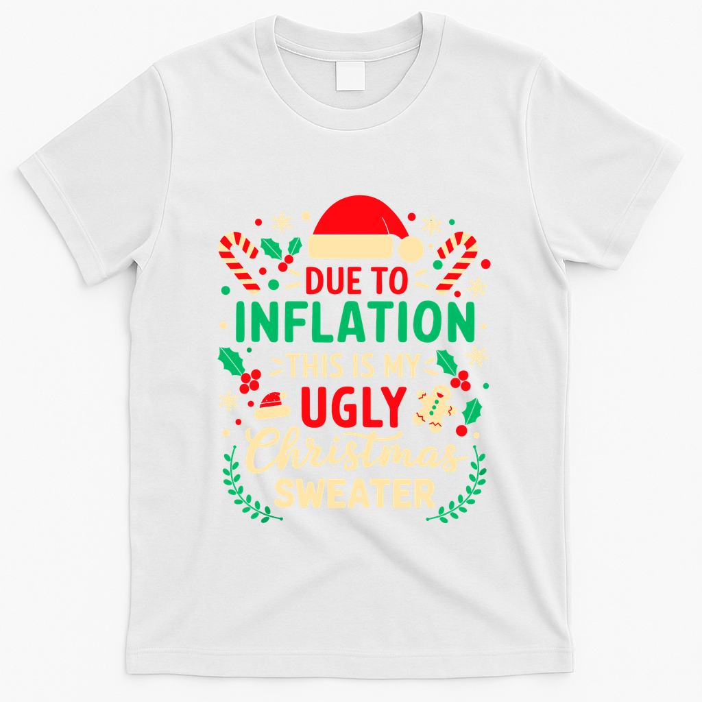 Due To Inflation This Is My Ugly Sweater Xmas T-Shirt - White