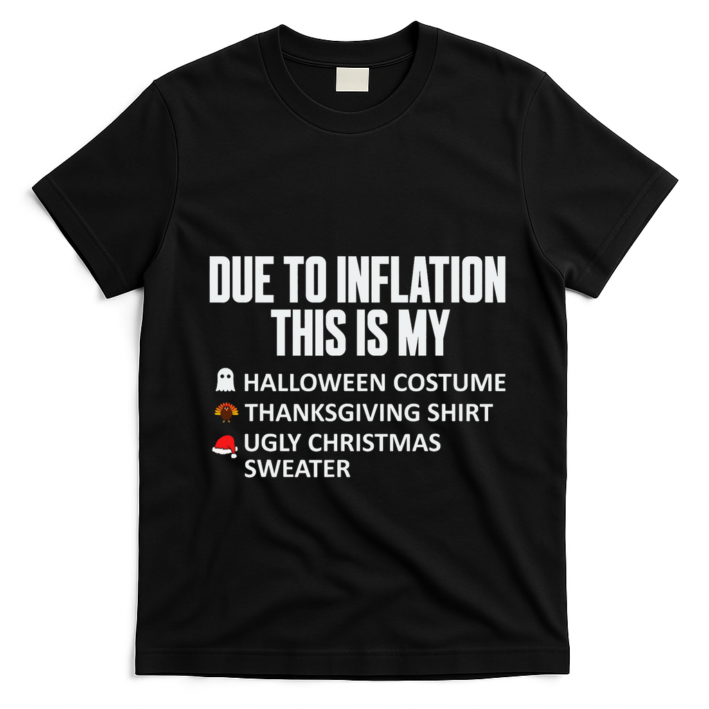 Due To Inflation This Is My Halloween Thanksgiving Christmas T-Shirt - Black