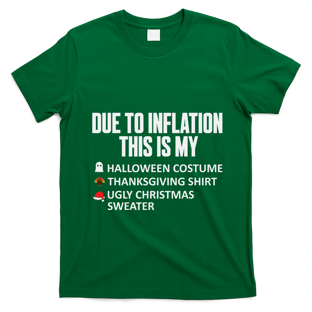 Due To Inflation This Is My Halloween Thanksgiving Christmas T-Shirt - Irish Green