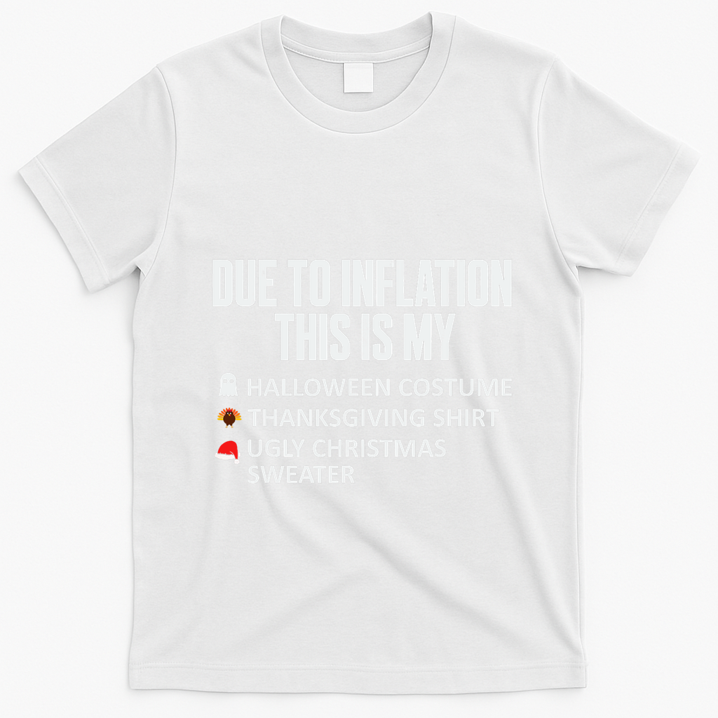 Due To Inflation This Is My Halloween Thanksgiving Christmas T-Shirt - White