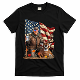 Donald Trump Maga Deer Hunting Parotic American Flag T-Shirt - Black