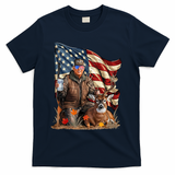 Donald Trump Maga Deer Hunting Parotic American Flag T-Shirt - Navy