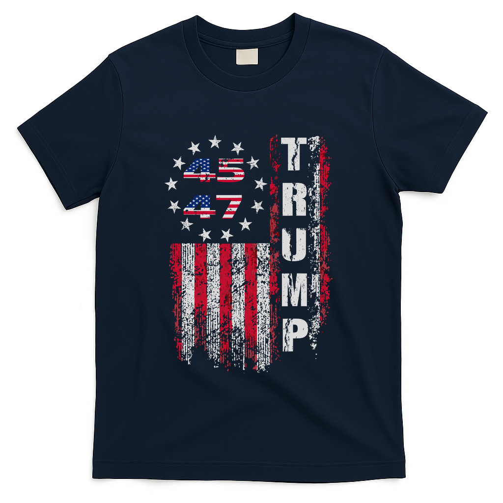 Donald Trump Merchandise 45 47 Trump 2025 T-Shirt - Navy