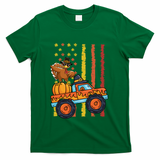 Dabbing Turkey Pumpkin Truck Autumn Usa Flag Thanksgiving Gift T-Shirt - Green