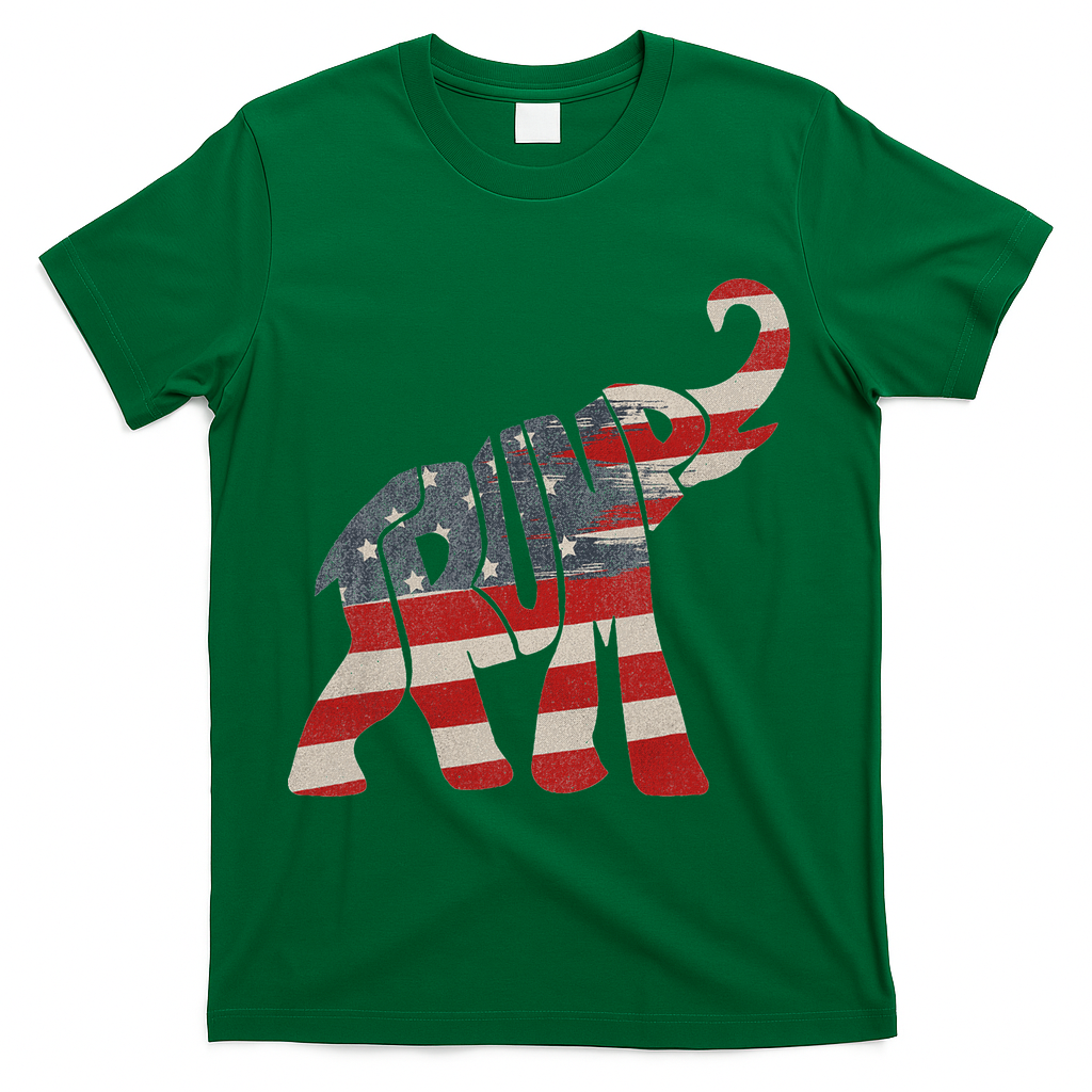 Donald Trump Vintage Republican Elephant USA Flag T-Shirt - Green