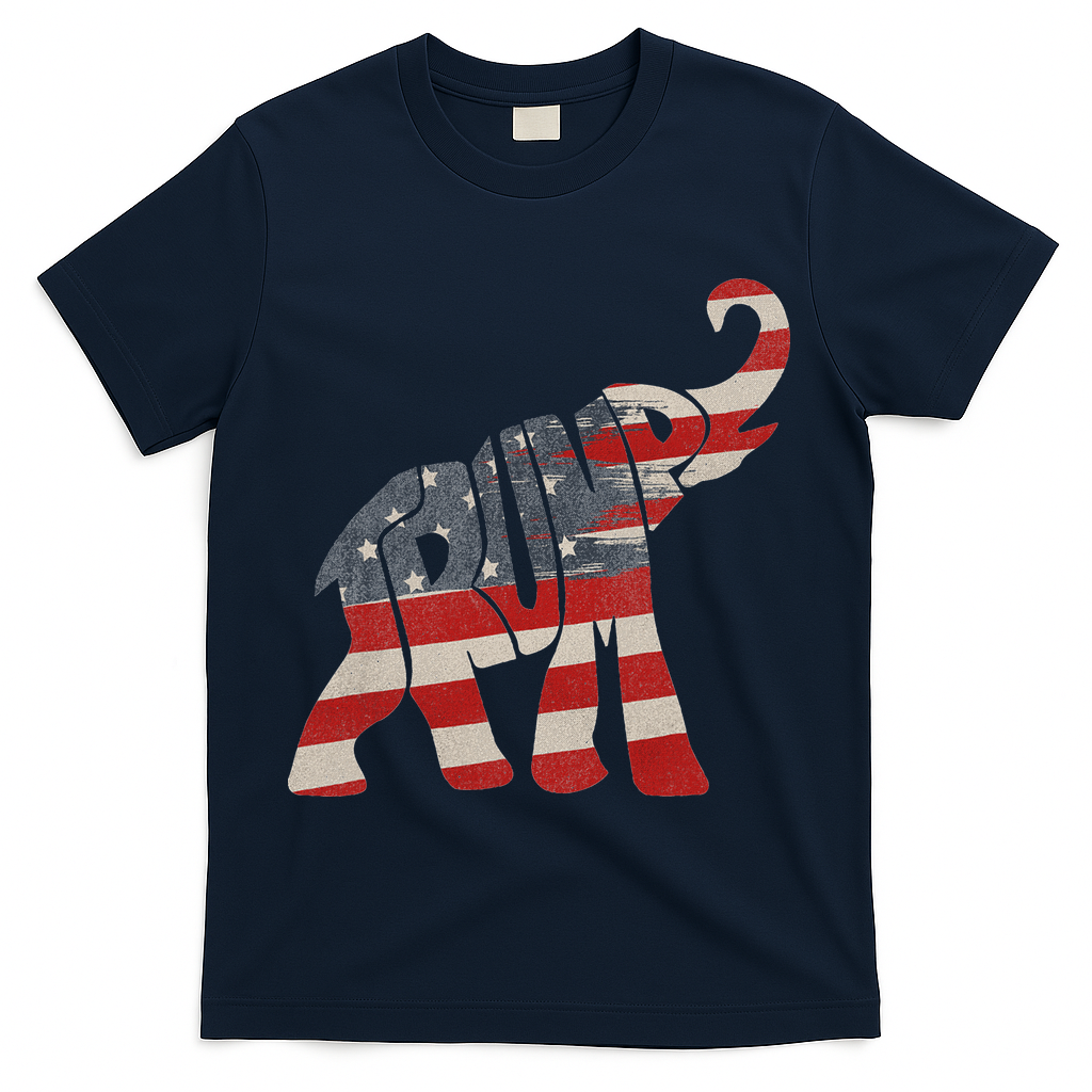 Donald Trump Vintage Republican Elephant USA Flag T-Shirt - Navy