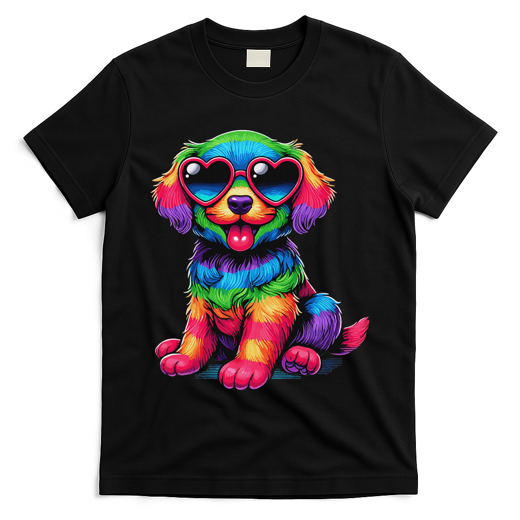 Dog Wearing Glasses Heart Puppy Love Dog T-Shirt