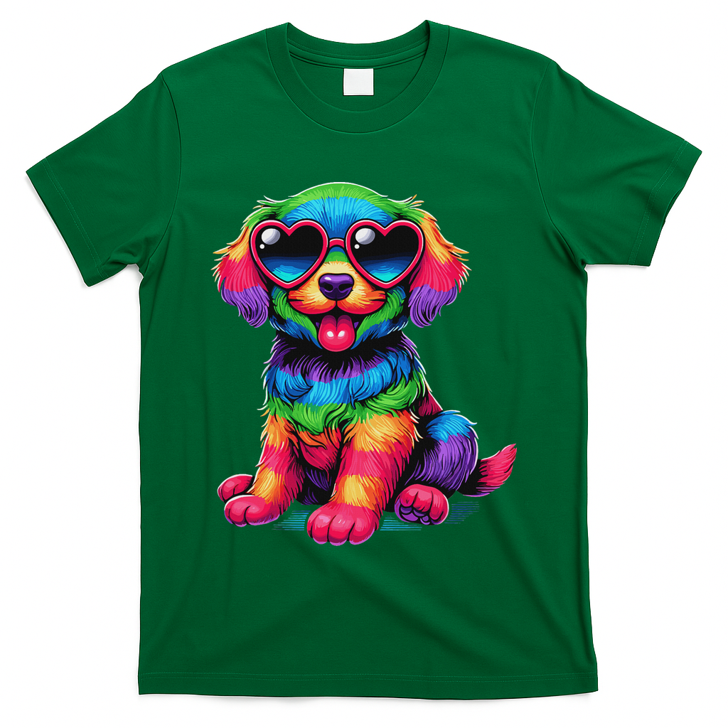Dog Wearing Glasses Heart Puppy Love Dog T-Shirt