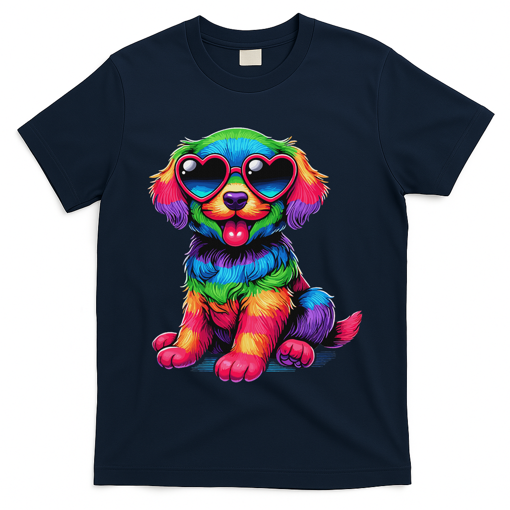 Dog Wearing Glasses Heart Puppy Love Dog T-Shirt