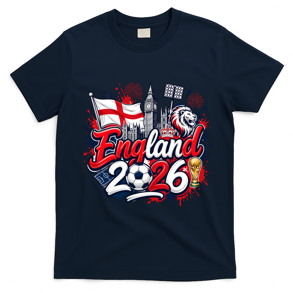 England 2026 World Soccer Fan Gear T-Shirt - Navy Blue