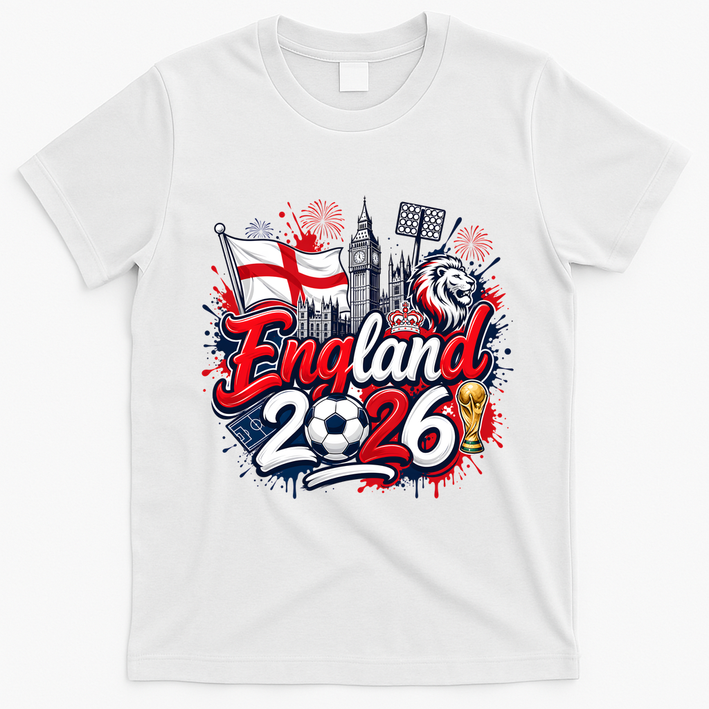 England 2026 World Soccer Fan Gear T-Shirt - White