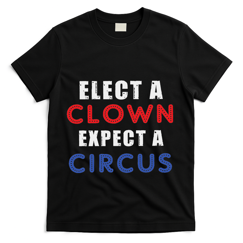 Elect A Clown Expect A Circus Design Anti Trump T-Shirt - Black