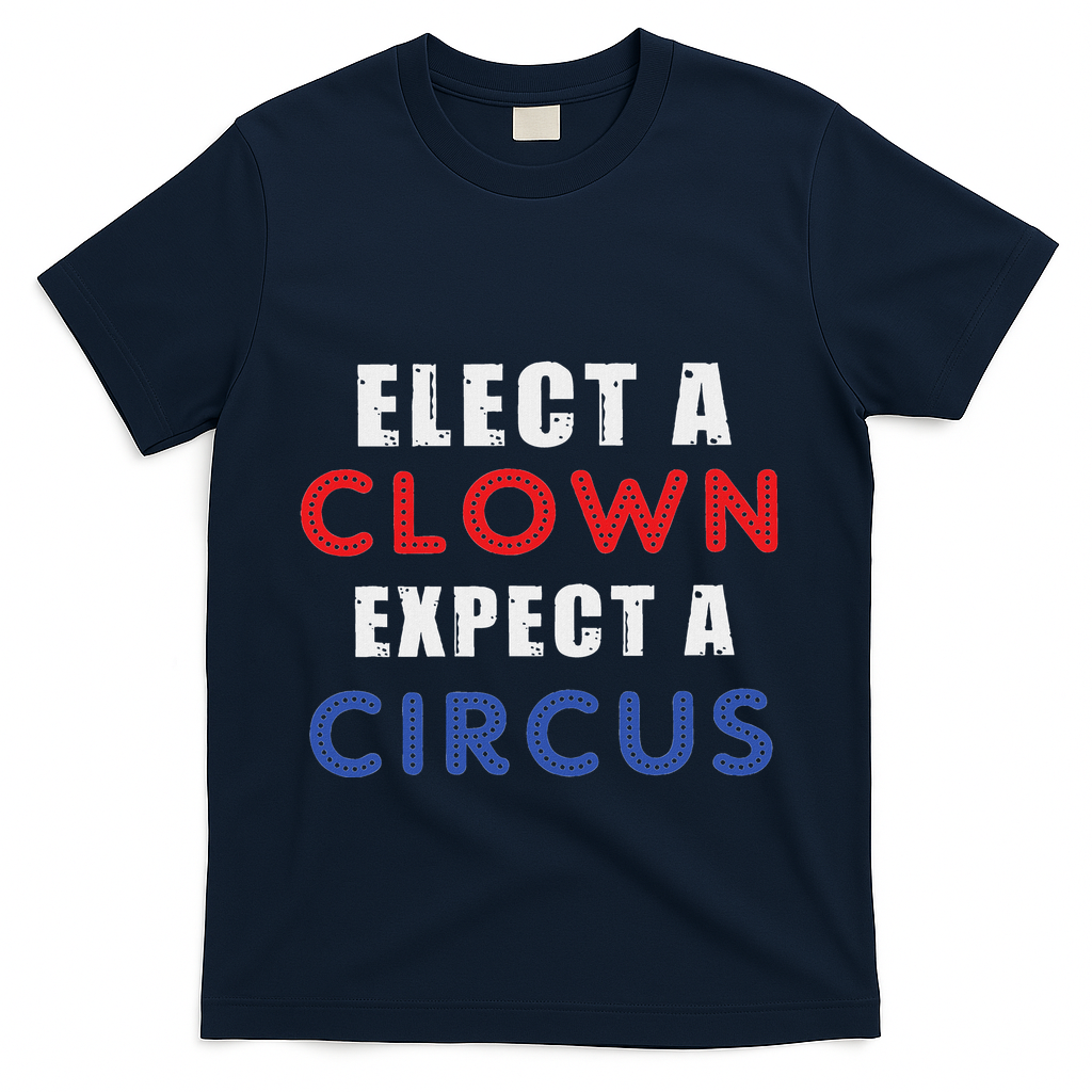Elect A Clown Expect A Circus Design Anti Trump T-Shirt - Navy