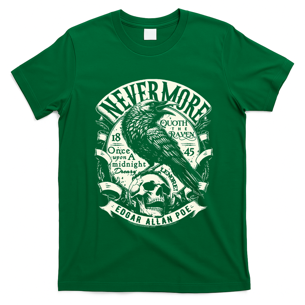 Edgar Allan Poe Quoth The Raven T-Shirt - Irish Green