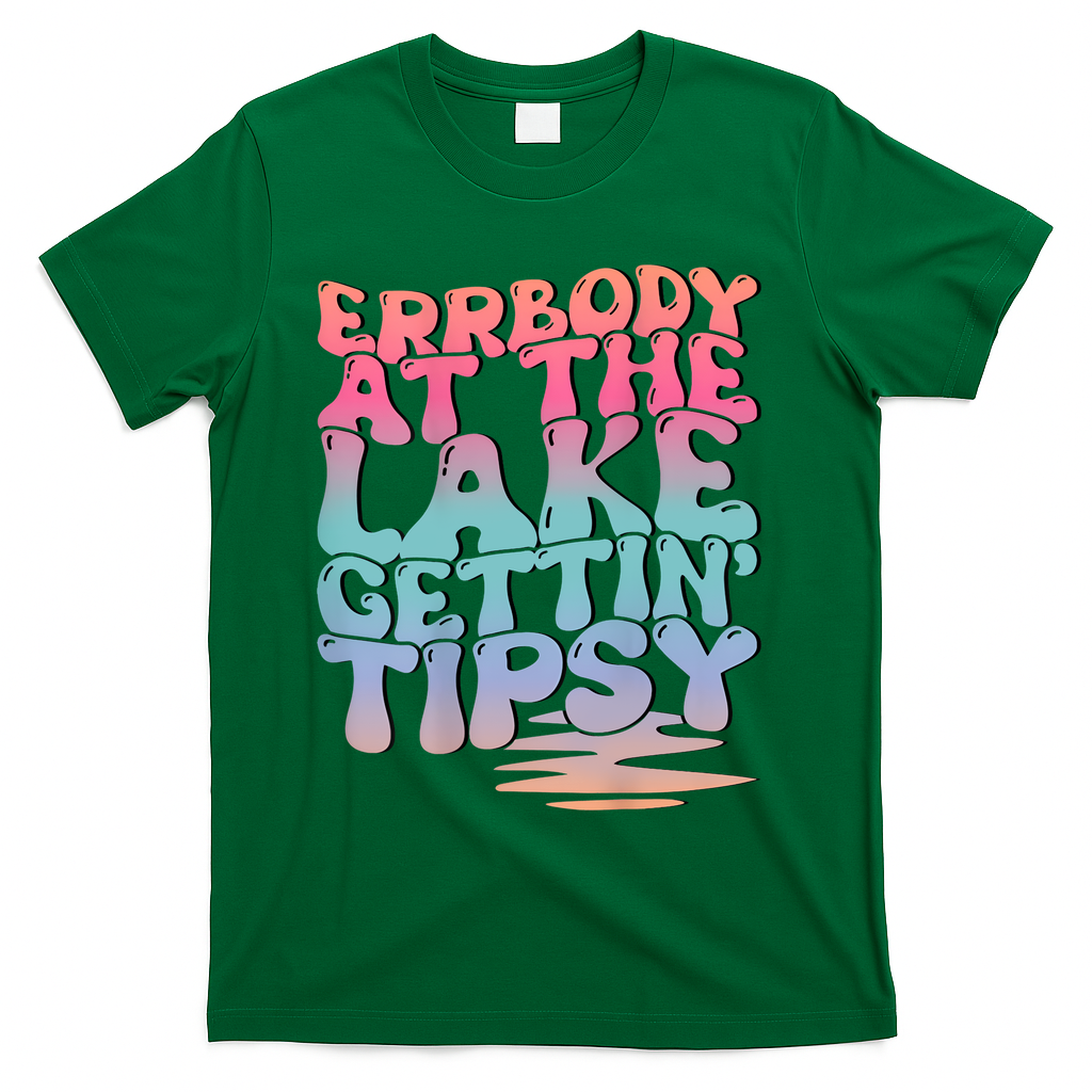 Errbody At The Lake Gettin Tipsy Lake Life Summer Trendy T-Shirt - Green