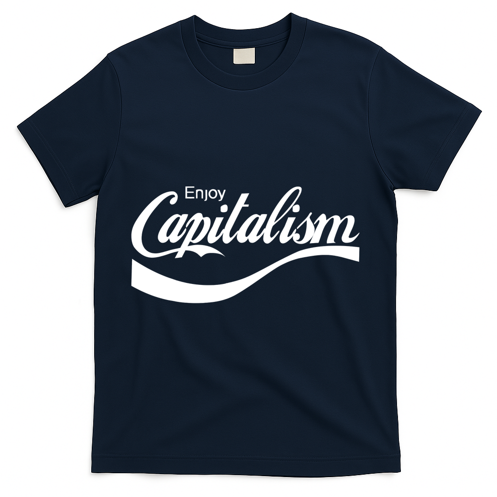 Enjoy Capitalism Funny Parody Political Humor T-Shirt - Navy
