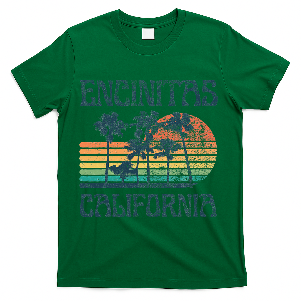 Encinitas California Summer Vacation Vintage T-Shirt - Green