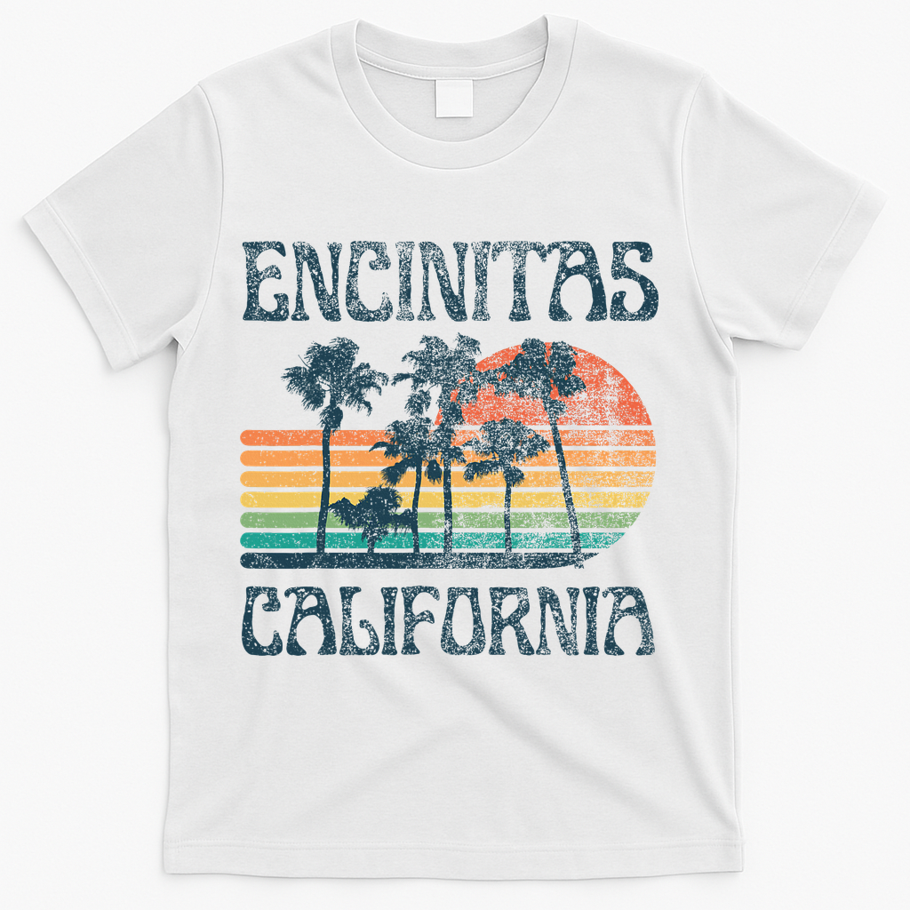 Encinitas California Summer Vacation Vintage T-Shirt - White
